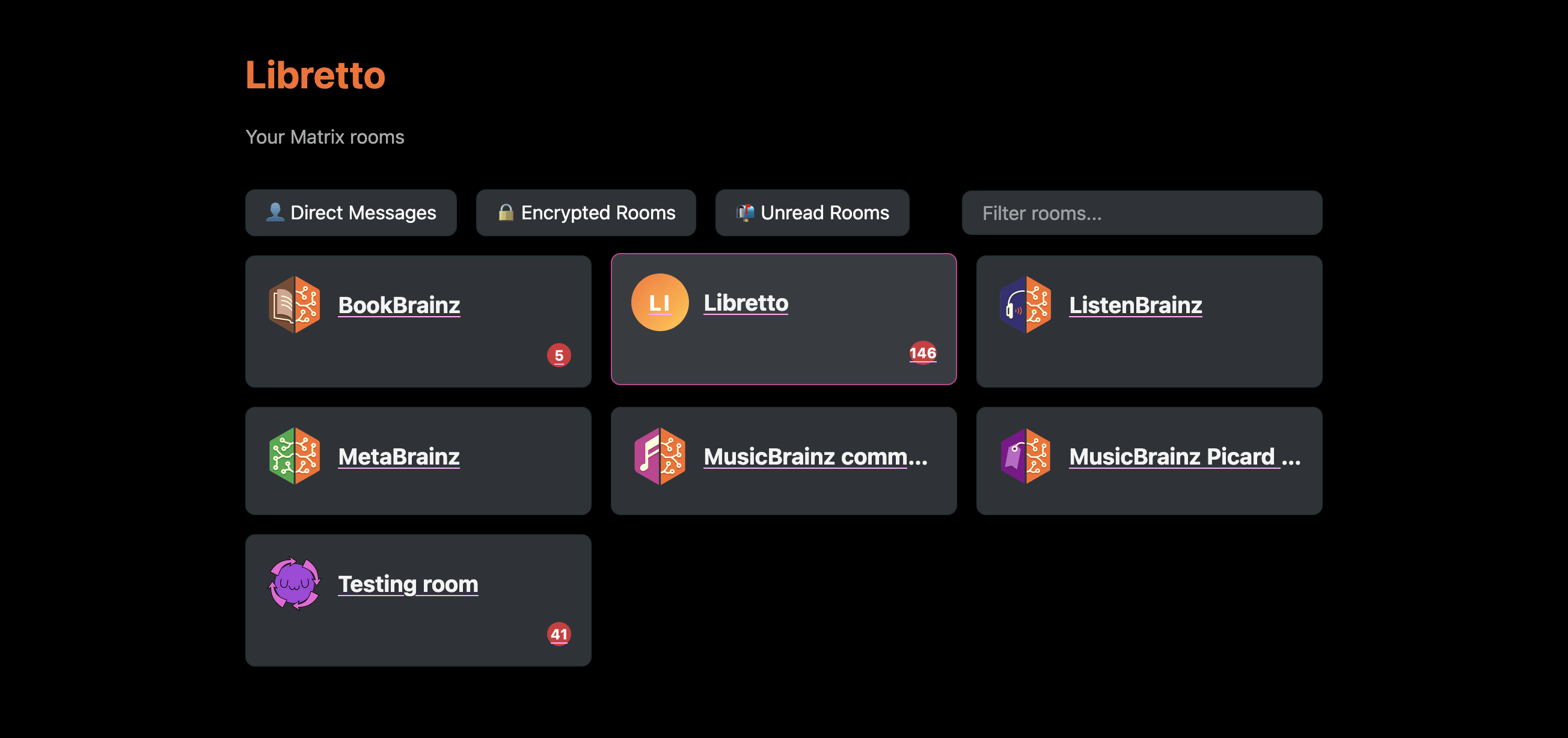 Libretto room list screenshot